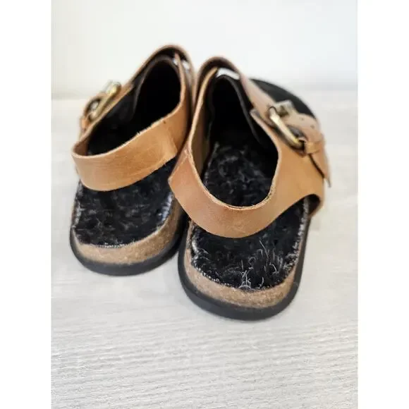 Free People Seattle Slingback Black + Brown Buckle Suede Size 38 US W 7.5 - Picture 4 of 9